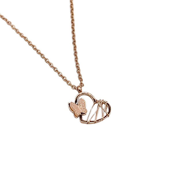 Heart Butterfly Necklace, Butterfly Jewelry, Butterfly Lover Gift, Butterfly Pendant Rose Gold, Bug Jewelry, Spring Jewelry, Dainty Necklace