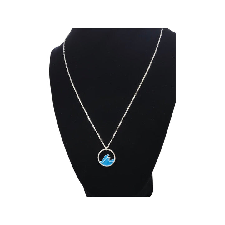 Collier Vague Bleue, Pendentif Vague, Collier Vague Simple Argent, Collier Surf, Bijoux Surfeur, Bijoux de Plage, Collier Bohème