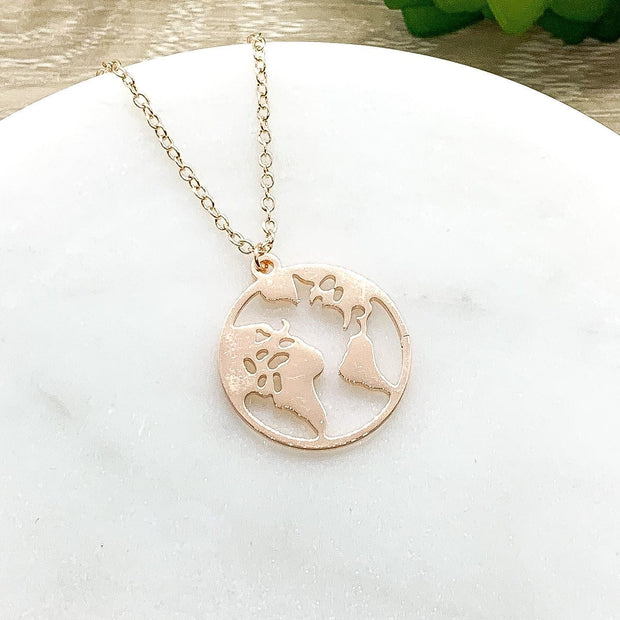 World Globe Necklace, Planet Earth Pendant, Travel Jewelry, No Matter Where Gift, Gift for Traveler, Statement Necklace, New Adventure Gift