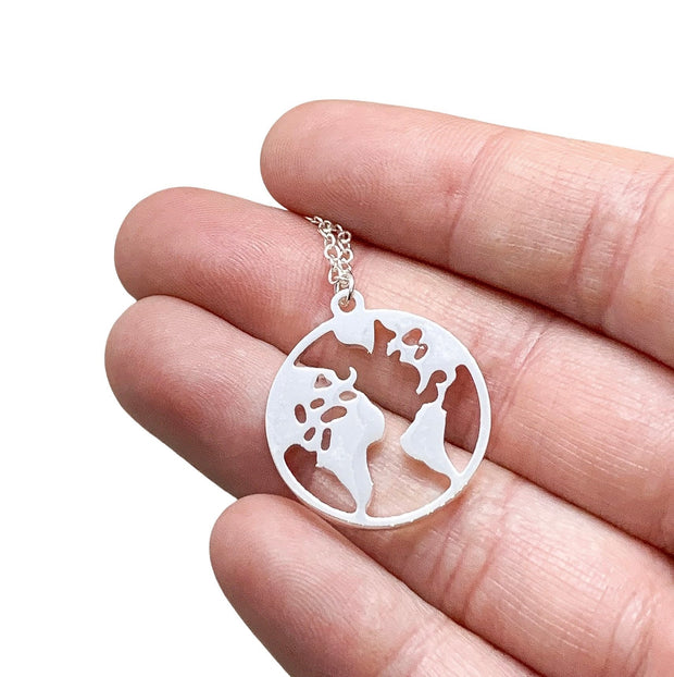 World Globe Necklace, Planet Earth Pendant, Travel Jewelry, No Matter Where Gift, Gift for Traveler, Statement Necklace, New Adventure Gift