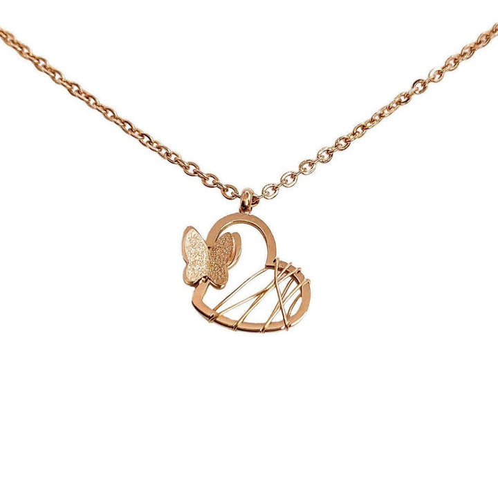 Collier papillon cœur, Bijou papillon, Cadeau pour les amoureux des papillons, Pendentif papillon or rose, Bijou insectes, Bijou de printemps, Collier délicat