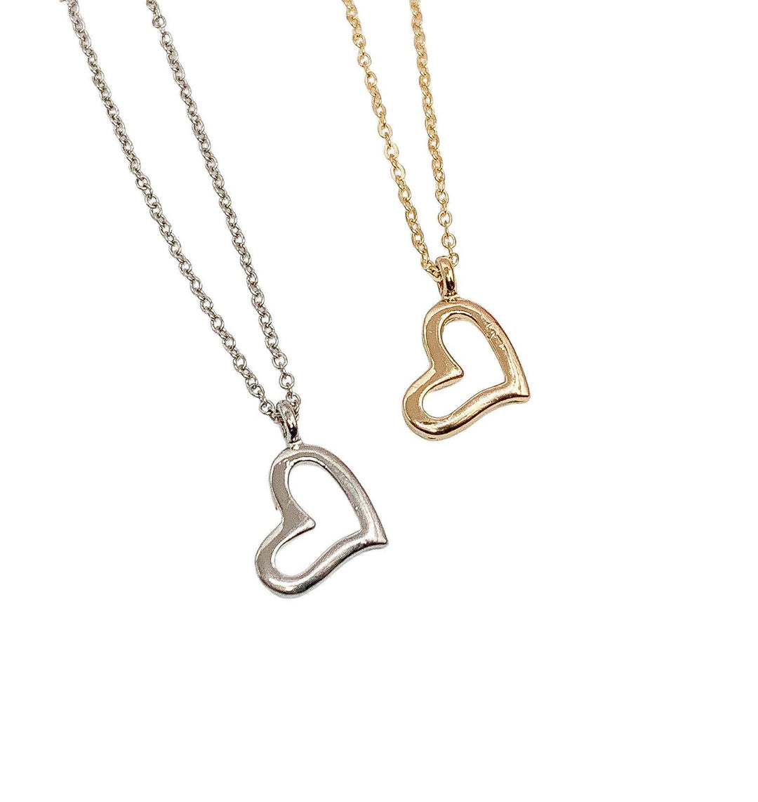 Collier Cœur Ouvert Or, Collier Minimaliste, Pendentif Cœur Délicat, Collier d'Amitié, Cadeau d'Anniversaire pour Petite Sœur, Cadeau de Noël