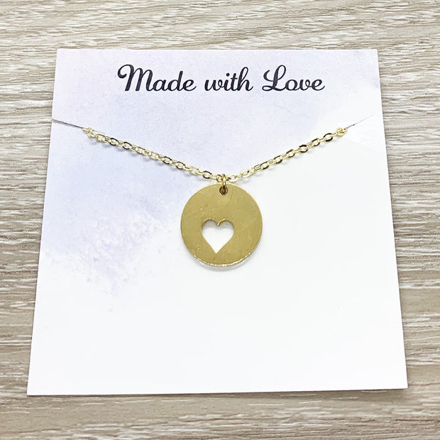 Circle with Heart Necklace Rose Gold, Minimalist Heart Necklace, Motherhood Gift, Friendship Necklace, Grandmother Gift from Granddaughter