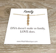 Tiny DNA Necklace, Blended Family Gift, Love Makes Us Family Quote Card, Anatomy Jewelry, Holiday Gift, Sister-in-Law, Blended Family Gift