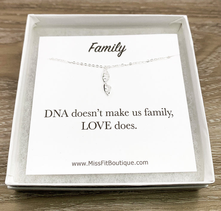 Tiny DNA Necklace, Dainty Sterling Silver Necklace, Double Helix Jewelry, Blended Family Necklace, Mother of the Groom Gift, Stepmother Gift