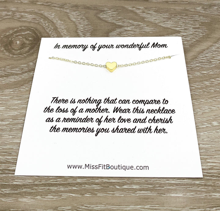 Tiny Heart Necklace with Card, In Loving Memory of Your Mom, Thoughtful Sympathy Gift, Remembrance Necklace, Grief Gift, Mourning Jewelry