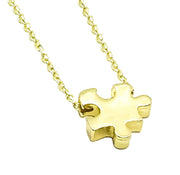 Autism Awareness, Mother, Puzzle Piece Necklace with Card, Rose Gold, SIlver