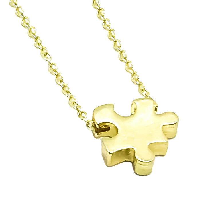 Motherhood Necklace, Autism Parent Gift, Rose Gold Puzzle Necklace, Silver Puzzle Jewelry, Autism Awareness Necklace, Jigsaw Puzzle Gift