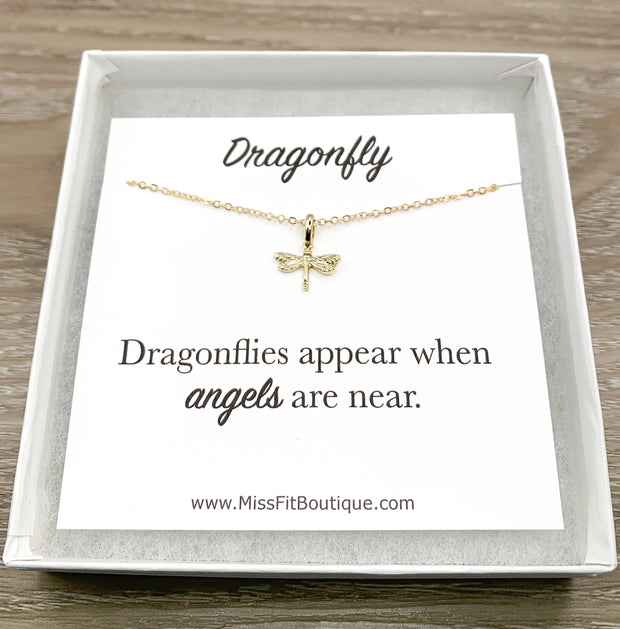 Dragonfly Necklace, Dragonflies Appear When Angels Are Near Jewelry, Memorial Gift, Grief Necklace, Mourning Jewelry, Miscarriage Necklace