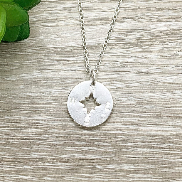 Compass Necklace, Sisters Jewelry Gift, Side by Side or Miles Apart Quote, Sisterhood Gift, Sorority Gift, Stepsister Jewelry, Soul Sisters