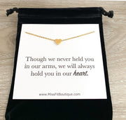 Infant Loss, Stillborn, Miscarriage Necklace, Tiny Gold Heart Necklace, Dainty Silver Heart Necklace, Remembrance Gift for Her, Delicate