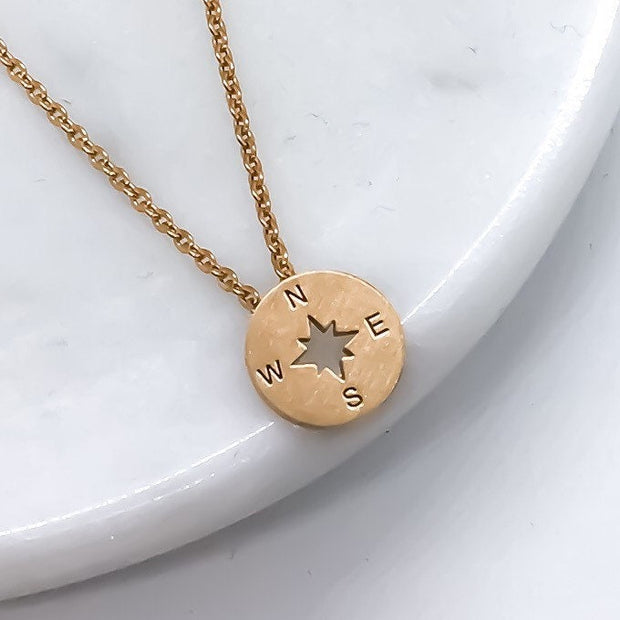 Compass Necklace, Enjoy The Next Chapter Message, Dainty Compass Jewelry, Graduation Gift for Her, Promotion Gift, Farewell Gift for Friend