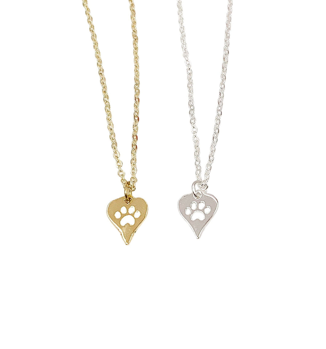 Tiny PawPrint Necklace, Dainty Heart Pendant, Minimal Pet Jewelry, Cat Lover Gift, Dog Owner Gift, Paw Prints on your Heart Quote, Pet Loss
