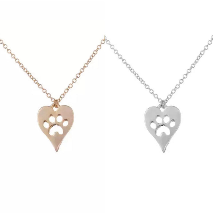 Tiny PawPrint Necklace, Dainty Heart Pendant, Minimal Pet Jewelry, Cat Lover Gift, Dog Owner Gift, Paw Prints on your Heart Quote, Pet Loss