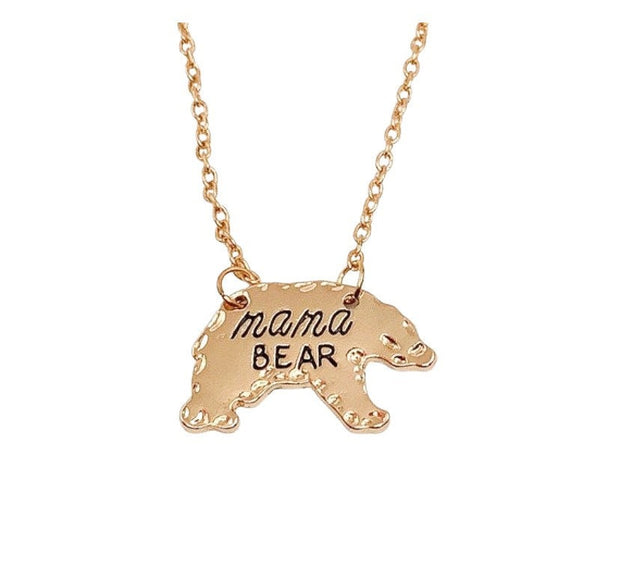 Mama Bear Necklace Gold, Gift for New Mom, Motherhood Necklace, Mommy Jewelry, Sentimental Gift for Mama, Push Present for Her, Postpartum