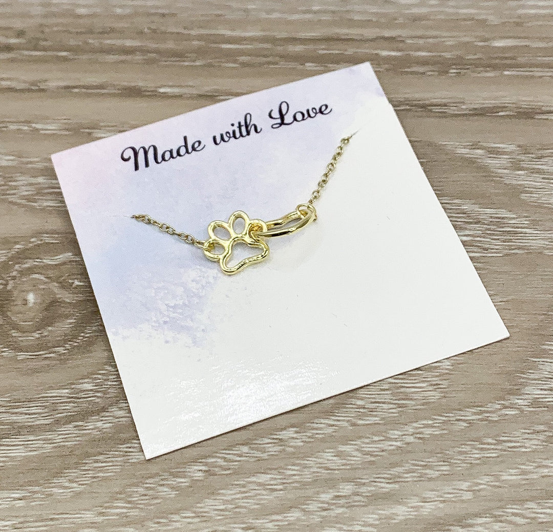 Collier avec empreinte de patte, pendentif cœur entrelacé, collier pour amoureux des chats, cadeau pour propriétaire de chat, souvenir pour animal de compagnie, souvenir de la perte d'un chien, hommage