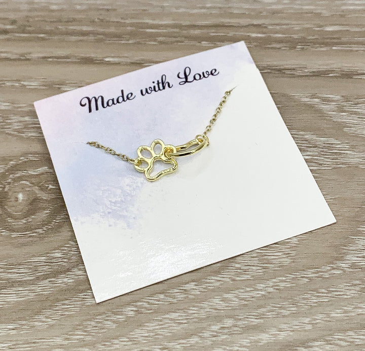 Collier avec empreinte de patte, pendentif cœur entrelacé, collier pour amoureux des chats, cadeau pour propriétaire de chat, souvenir pour animal de compagnie, souvenir de la perte d'un chien, hommage