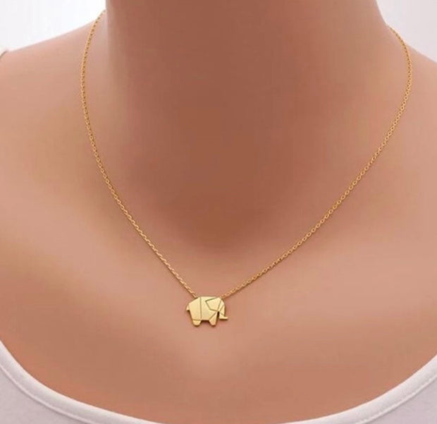 Origami Elephant Necklace, Safari Jewelry, Animal Lover Gift, Good Luck Necklace, Zoology Jewelry, Christmas Gift for Friend