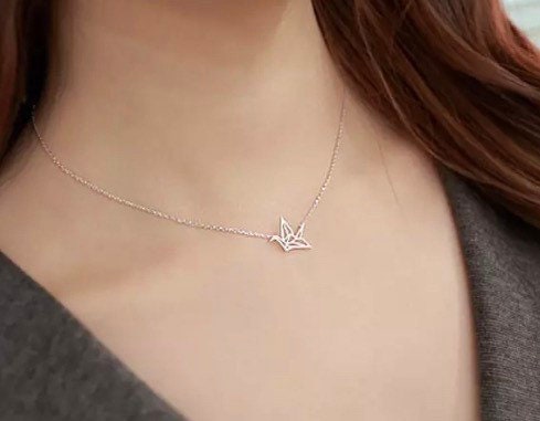 Origami Crane Necklace, Tiny Bird Necklace, Bird Lover Gift, Wildlife Jewelry, Necklace for Women, Minimalist Jewelry, Christmas Gift