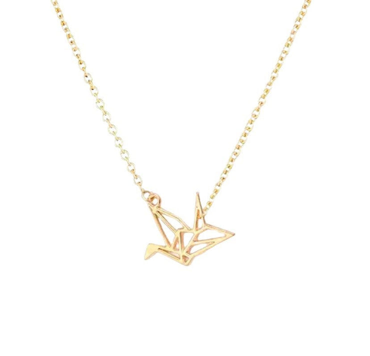 Origami Crane Necklace, Tiny Bird Necklace, Bird Lover Gift, Wildlife Jewelry, Necklace for Women, Minimalist Jewelry, Christmas Gift