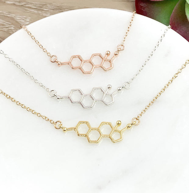 Estrogen Necklace, Affirmation Gift for Women, Strength Gift, Molecular Jewelry, Girl Power Gift, Empowering Gift for Her, Feminist Jewelry