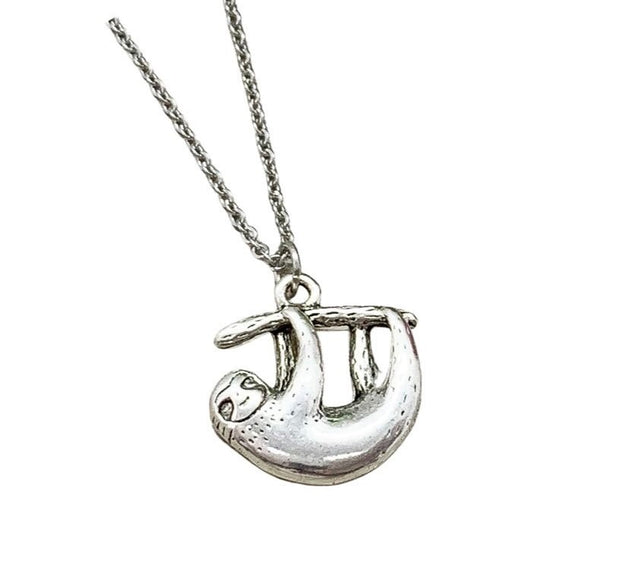 Sloth Necklace Silver, Hanging Sloth Charm Necklace, Sloth Lover Gift, Animal Jewelry, Sloth Gifts, Wildlife Jewelry, Christmas Gift