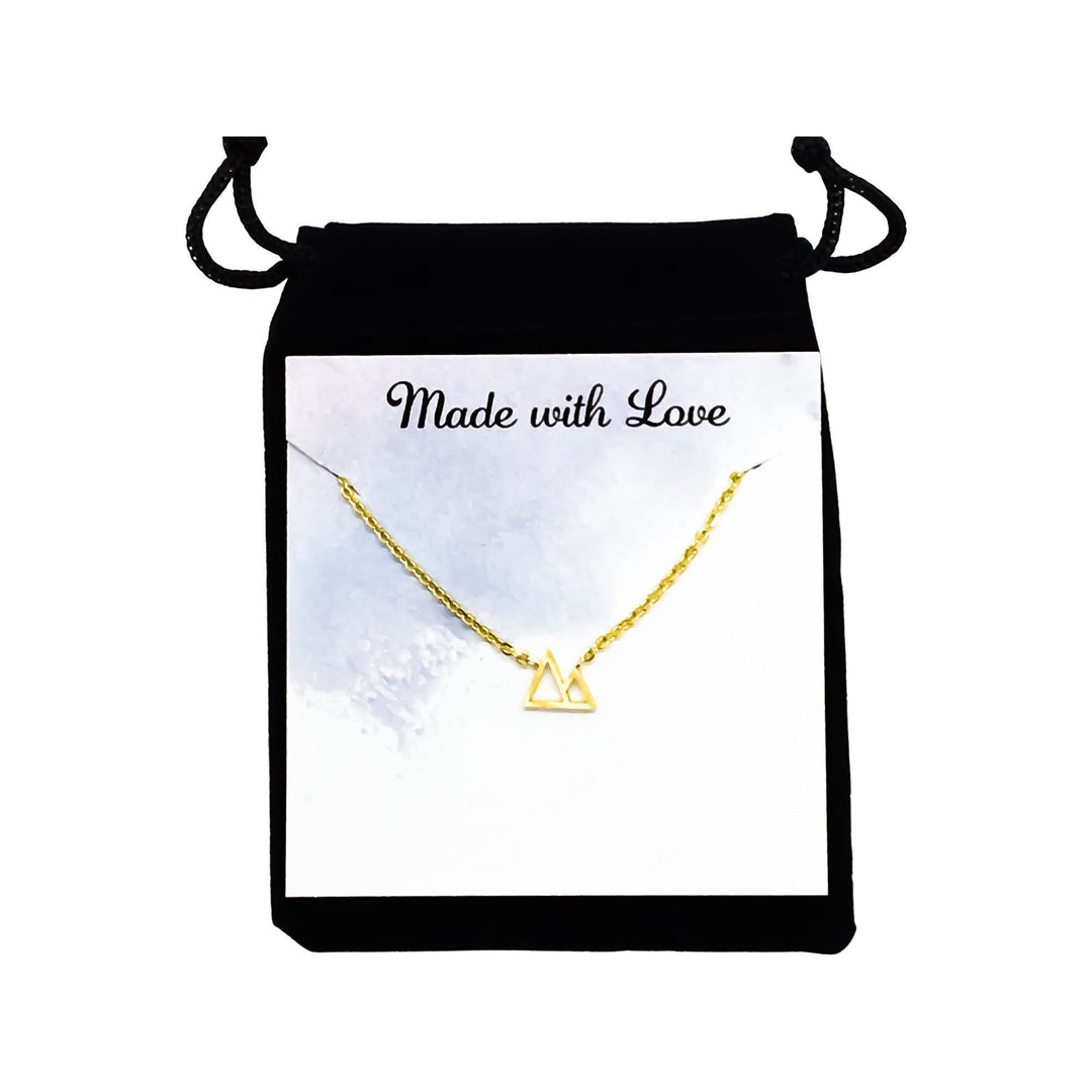 Collier Montagne, Pendentif Twin Peaks, Bijou délicat, Cadeau de départ pour une amie, Collier minimaliste, Cadeau pour une nouvelle aventure, Cadeau de Noël