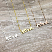 Snowy Mountain Necklace, Dainty Mountain Range Jewelry, Travel Necklace, Going Away Gift for Friend, Minimalist Necklace, New Adventure Gift