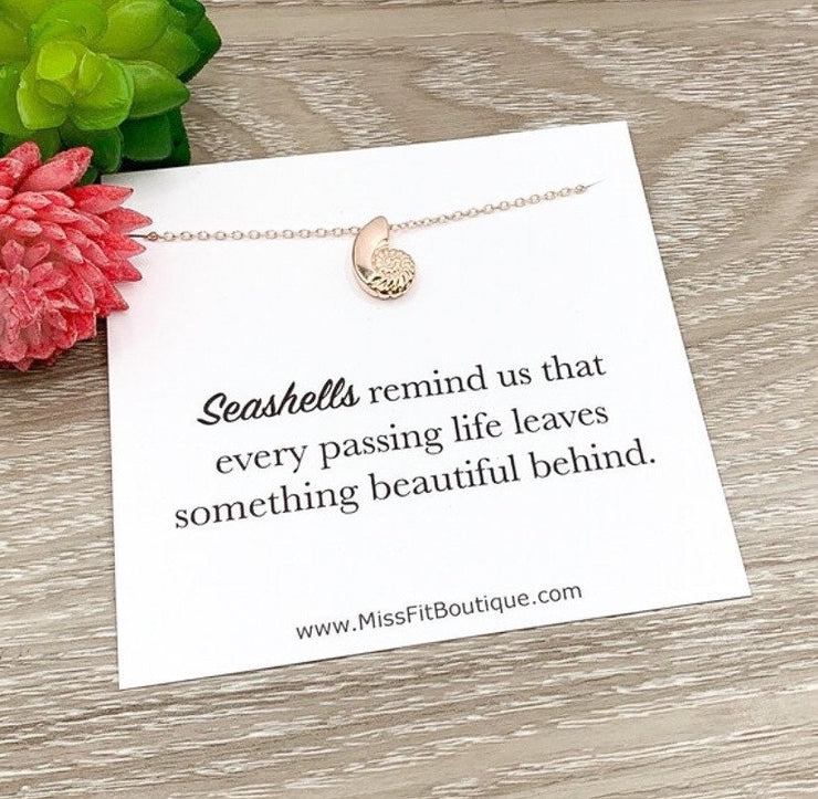 Tiny Seashell Necklace, Remembrance Gifts, Sympathy Loss Jewelry, Loss of Mother, Loss of Child, Miscarriage, Rest in Peace, Loss of Pet