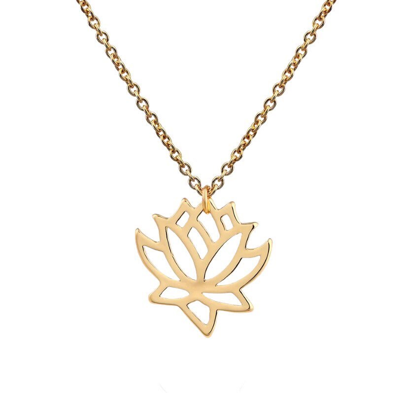 Collier Fleur de Lotus, Collier Lotus Délicat, Collier Yoga, Pendentif Floral, Collier Fleur, Collier Zen, Collier à Superposer