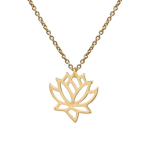 Lotus Flower Necklace, Dainty Lotus Necklace, Yoga Necklace, Floral Pendant, Flower Necklace, Zen Necklace, Layering Necklace