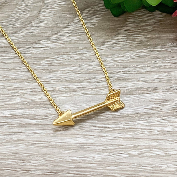 Arrow Necklace, Warrior Jewelry, Sideways Arrow Pendant, Strength Necklace, Arrow Jewelry, Cancer Survivor Gift, Support