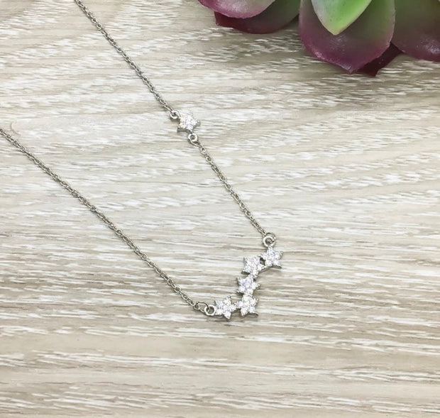 Multiple Stars Necklace, Celestial Jewelry, Cubic Zirconia Stars Pendant, Astronomy Necklace, Tiny Stars Necklace, Minimalist Jewelry