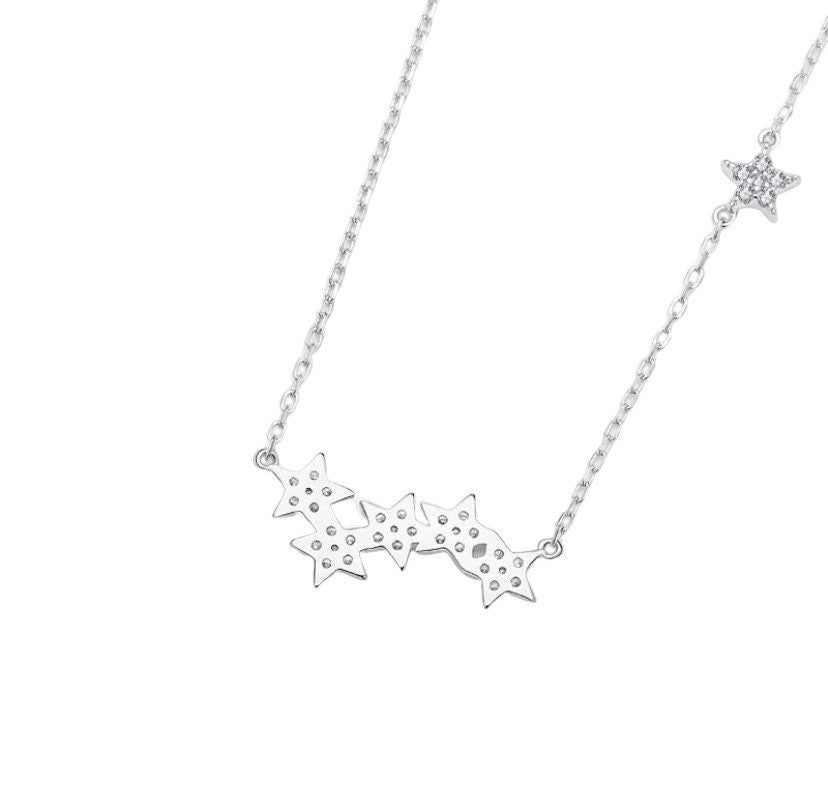 Collier Étoiles Multiples, Bijou Céleste, Pendentif Étoiles en Zirconium Cubique, Collier Astronomie, Collier Petites Étoiles, Bijou Minimaliste