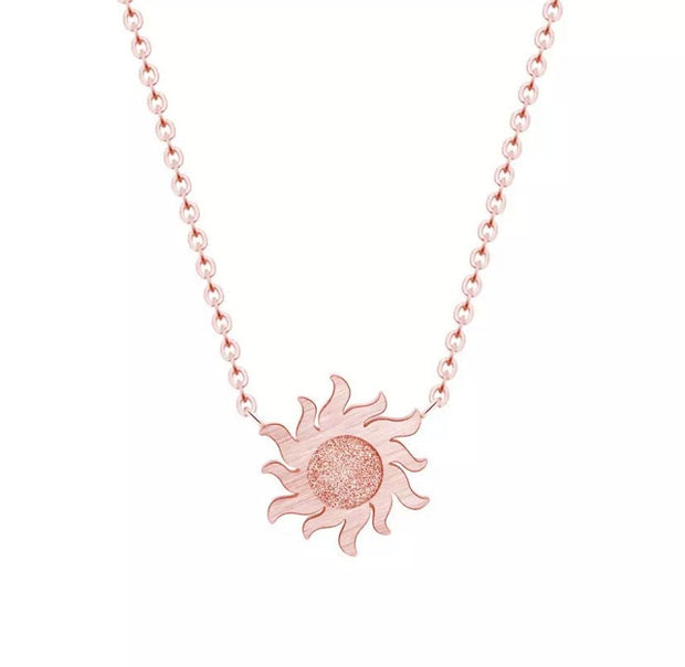 Sunshine Necklace, Sunburst Pendant, Dainty Necklace, Minimalist Celestial Sun Necklace, Summer Jewelry, Rose Gold Sunshine Necklace