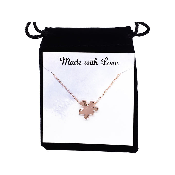 Collier délicat en forme de puzzle, pendentif en or rose représentant une pièce de puzzle, bijou pour l'autisme, cadeau pour une maman d'enfant autiste, cadeau pour un enseignant spécialisé