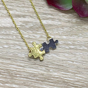 Tiny Puzzle Necklace, Jigsaw Puzzle Piece Pendant, Autism Jewelry, Mom with Child on Spectrum, Special Ed Teacher Gift, Divergent Child