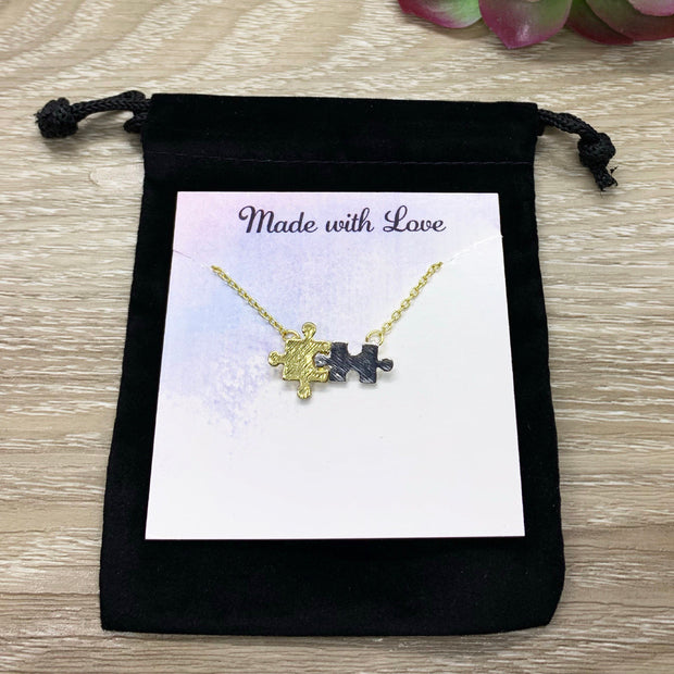 Tiny Puzzle Necklace, Jigsaw Puzzle Piece Pendant, Autism Jewelry, Mom with Child on Spectrum, Special Ed Teacher Gift, Divergent Child