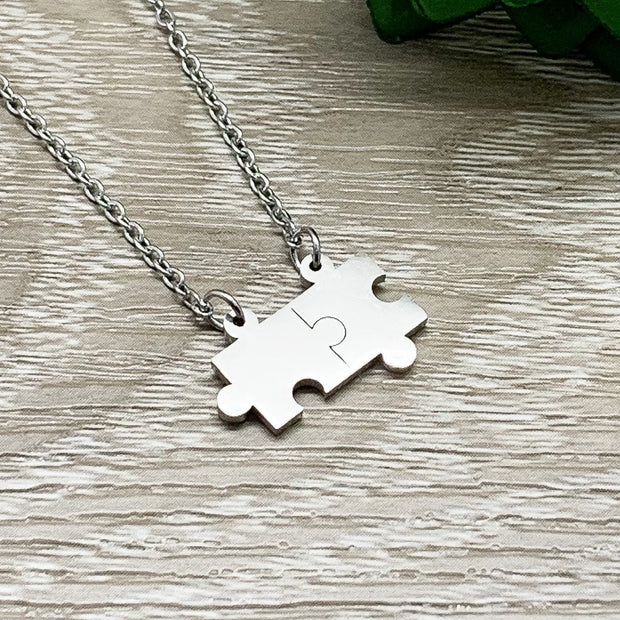 Double Puzzle Necklace, Jigsaw Puzzle Piece Pendant, Autism Jewelry, Mom with Child on Spectrum, Special Education Teacher Gift, Divergent