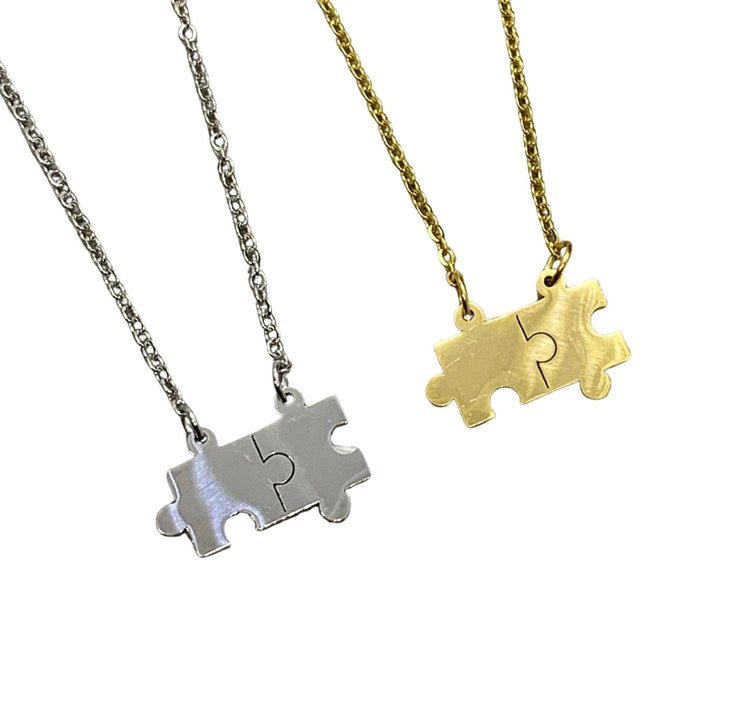 Double Puzzle Necklace, Jigsaw Puzzle Piece Pendant, Autism Jewelry, Mom with Child on Spectrum, Special Education Teacher Gift, Divergent