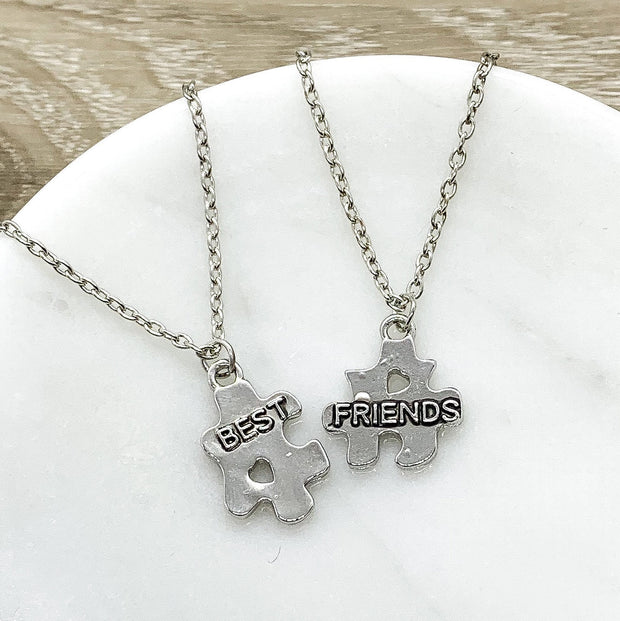 Best Friends Necklaces for 2, Matching Puzzle Necklace Set, Friendship Necklaces, Gift for Best Friend, Friends Forever Gift for Her