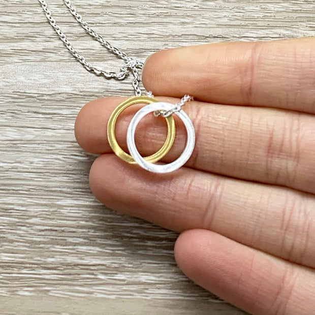 Double Circle Necklace, Interlocking Circles Necklace, Promise Necklace, Dainty Necklace, Daughter Gift, Bridal Gift, Bridesmaid Necklace