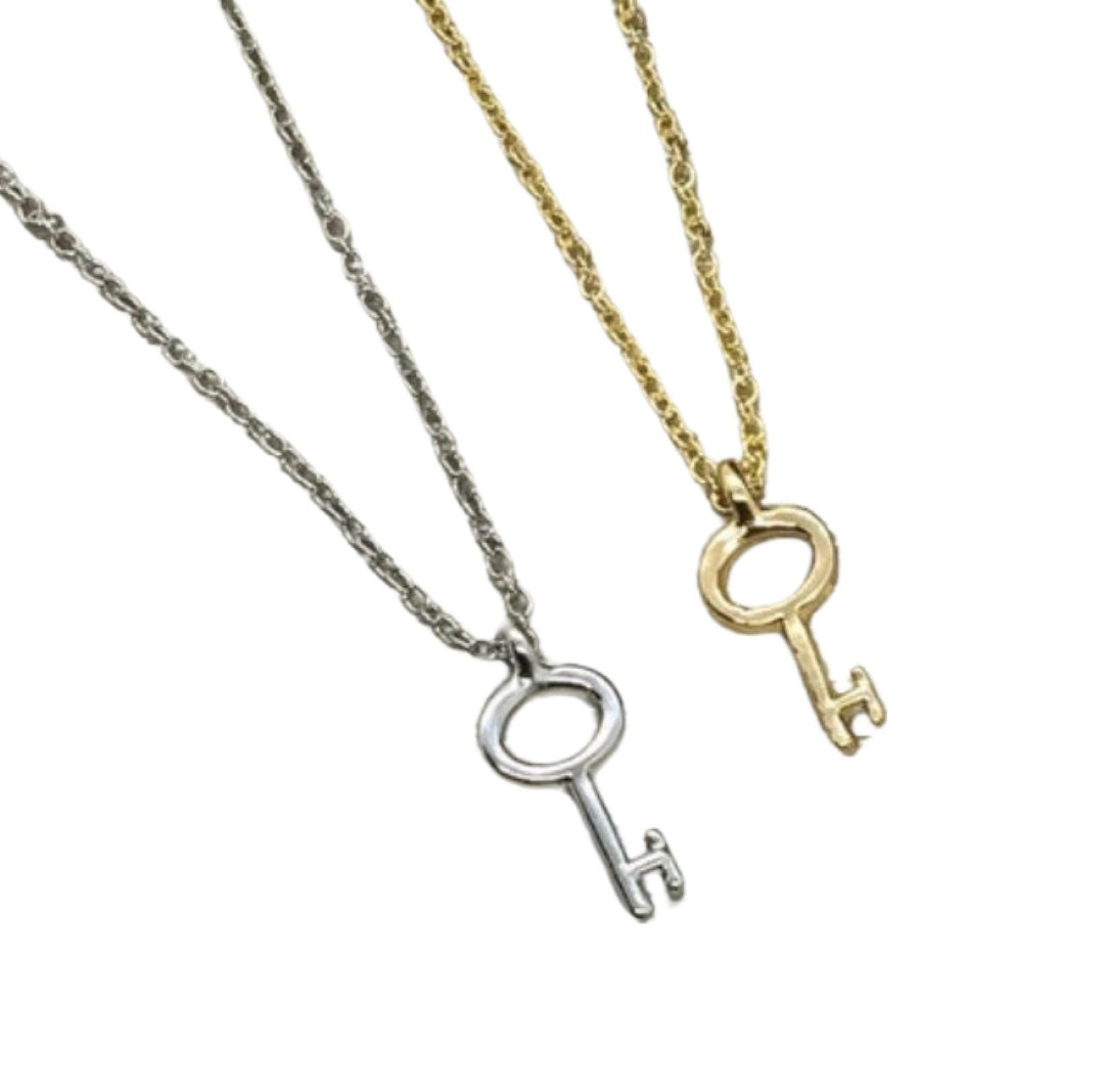 Skeleton Key Necklace, Tiny Key Pendant, Little Key Necklace Gold, Confidence is Key, Simple Reminder Jewelry Gift for Her