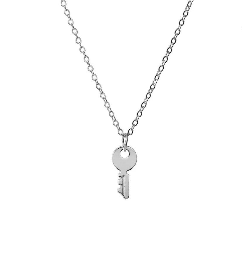 Tiny Key Necklace Silver, Little Key Pendant Gold, Layering Necklace, Confidence is Key, Simple Reminder Jewelry, Gift for Her