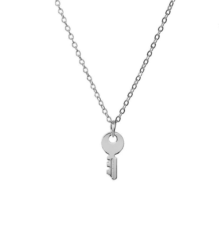 Tiny Key Necklace Silver, Little Key Pendant Gold, Layering Necklace, Confidence is Key, Simple Reminder Jewelry, Gift for Her