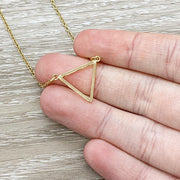 Simple Triangle Necklace, Trinity Necklace, Open Triangle Pendant, Warrior Necklace, Dainty Necklace, Gift for Friend, Christmas Gift