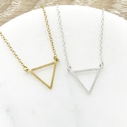 Simple Triangle Necklace, Trinity Necklace, Open Triangle Pendant, Warrior Necklace, Dainty Necklace, Gift for Friend, Christmas Gift