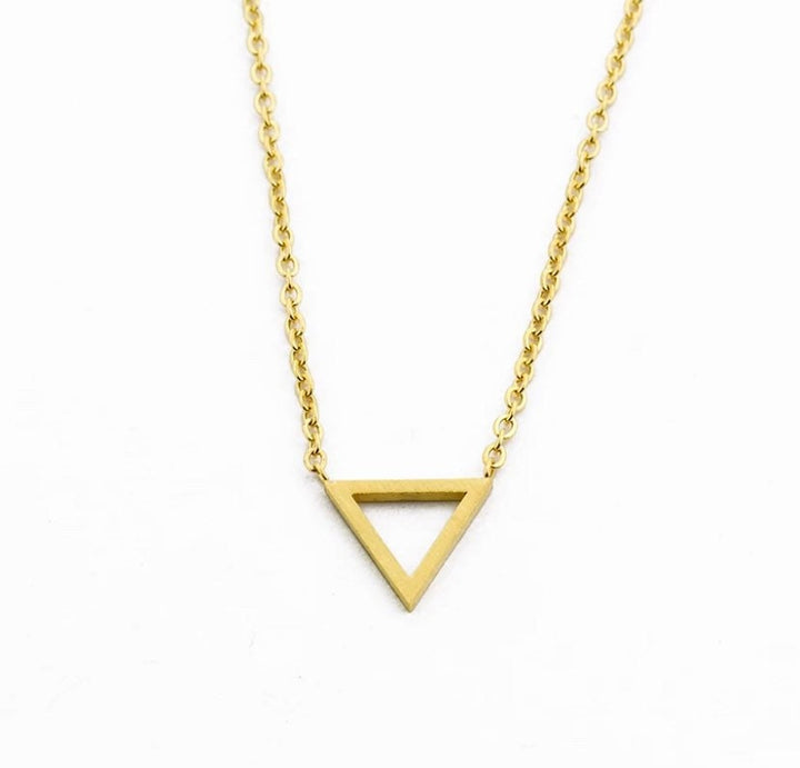 Collier petit triangle, Collier Trinité, Collier à superposer, Pendentif triangle ouvert, Collier géométrique, Collier délicat, Cadeau de Noël