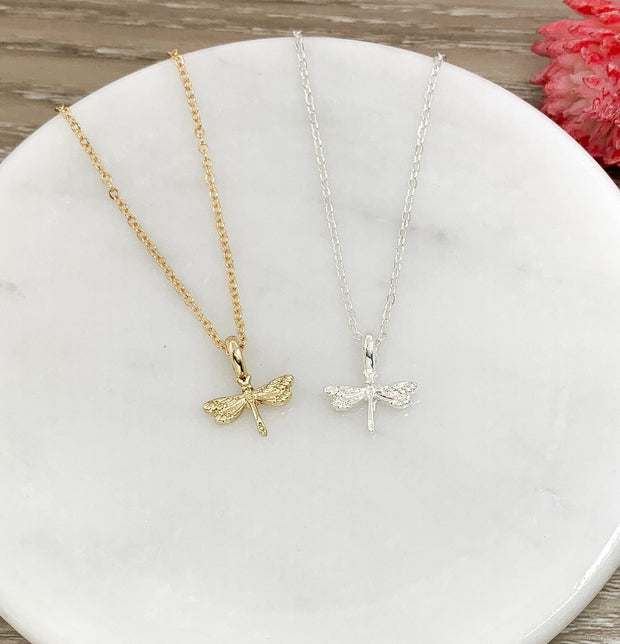 Tiny Dragonfly Necklace, Dragonfly Jewelry, Gift for Insect Lovers, Bug Necklace, Spring Jewelry, Outdoors Lover Gift, Dainty Necklace