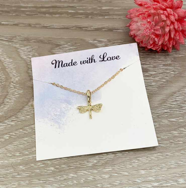 Tiny Dragonfly Necklace, Dragonfly Jewelry, Gift for Insect Lovers, Bug Necklace, Spring Jewelry, Outdoors Lover Gift, Dainty Necklace